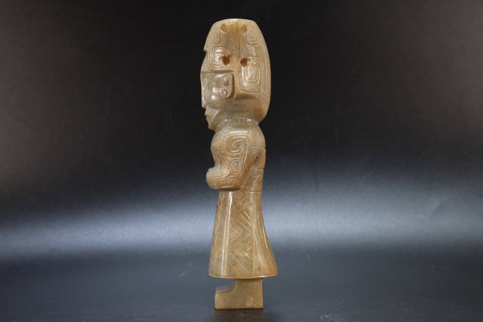 Jade Carved Beast Face Pattern Character Shape Figure - 5