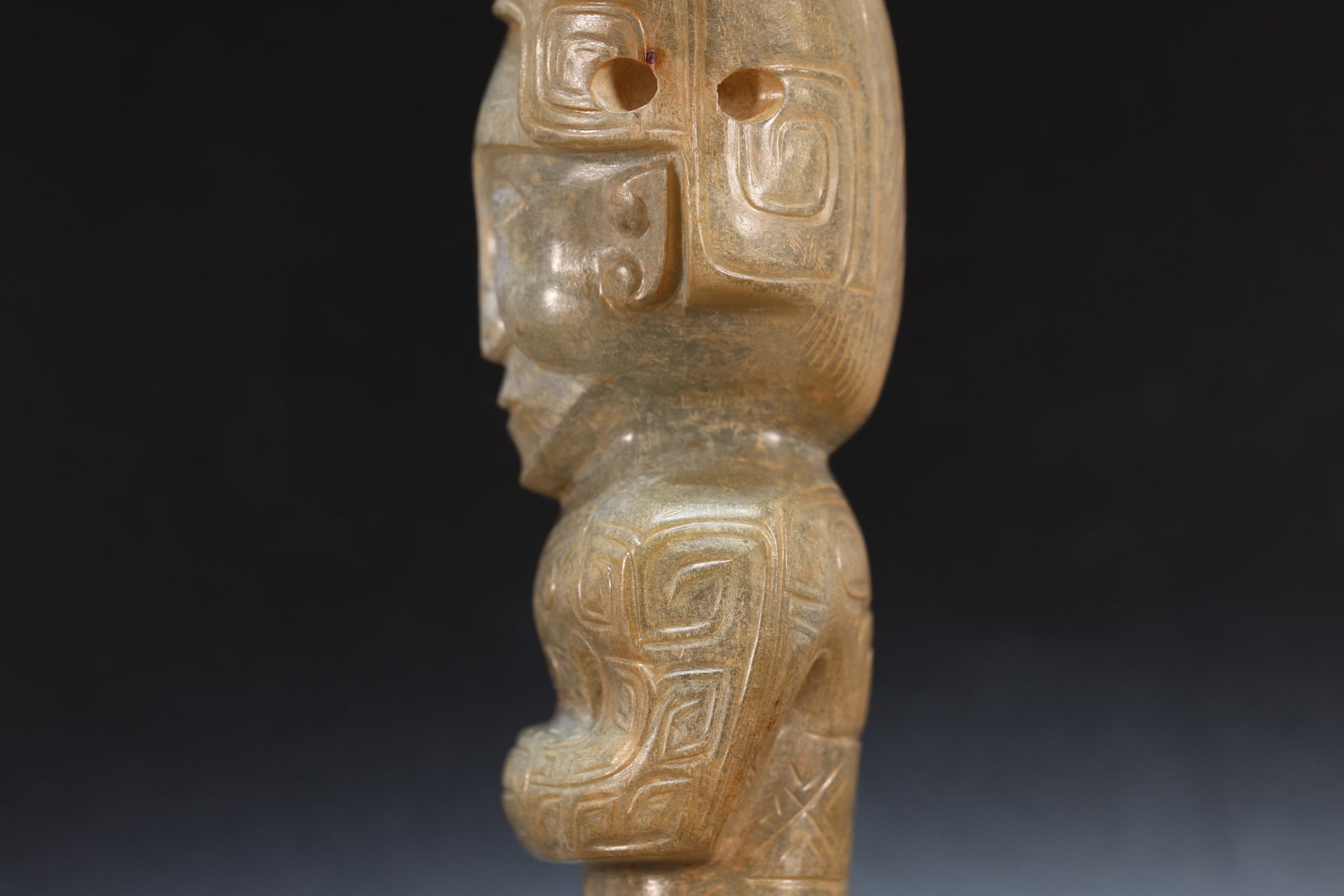 Jade Carved Beast Face Pattern Character Shape Figure - 6