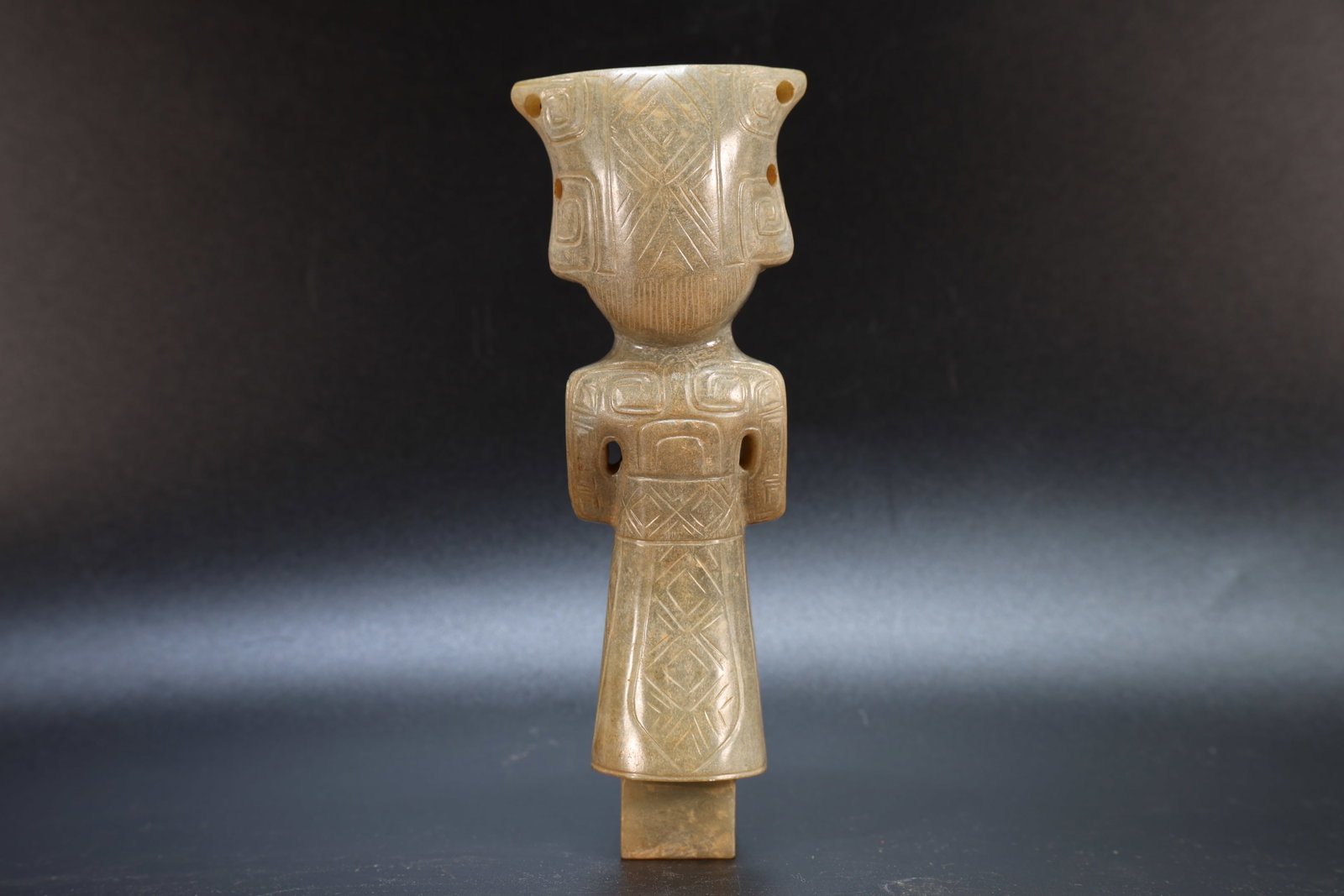 Jade Carved Beast Face Pattern Character Shape Figure - 7
