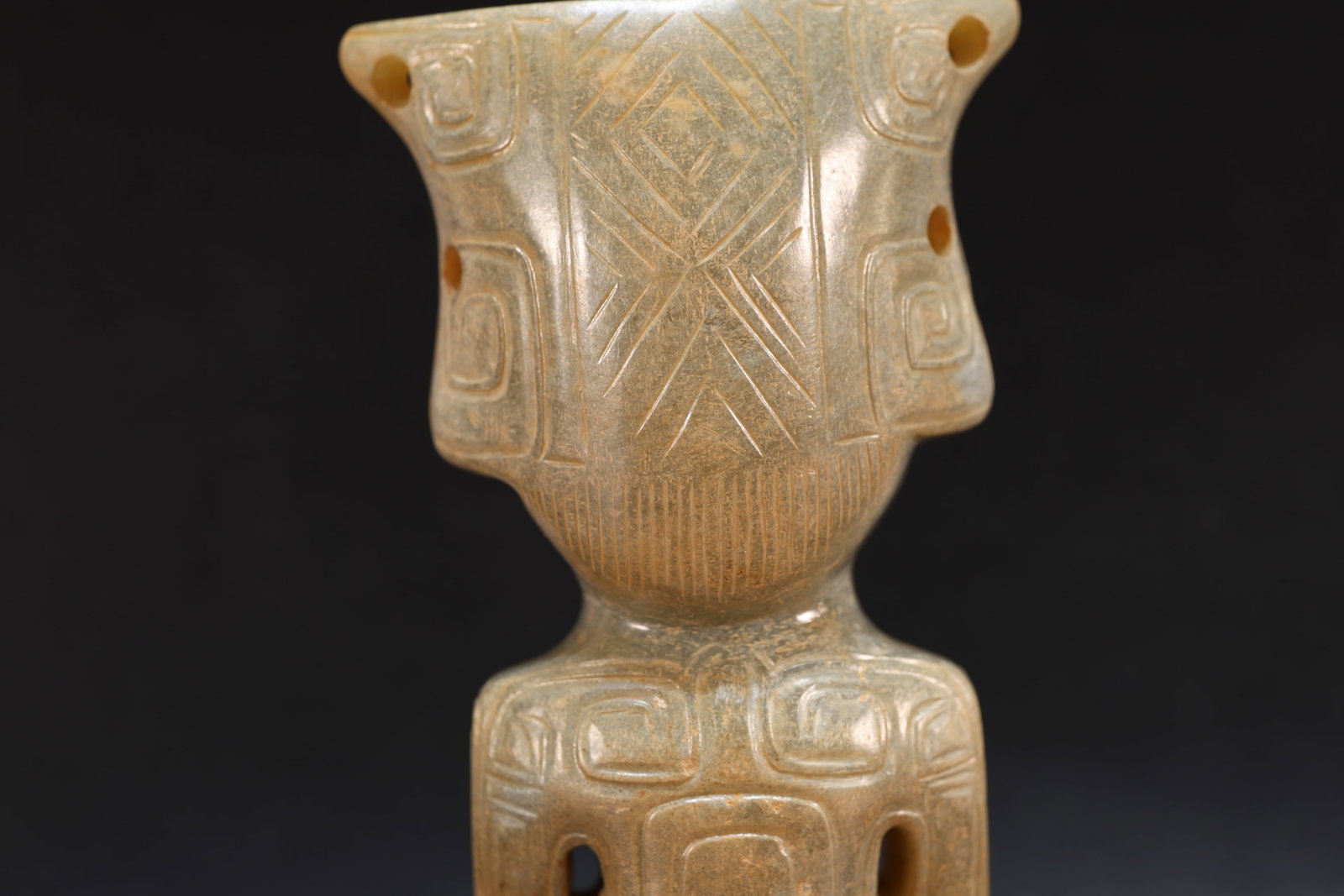 Jade Carved Beast Face Pattern Character Shape Figure - 8