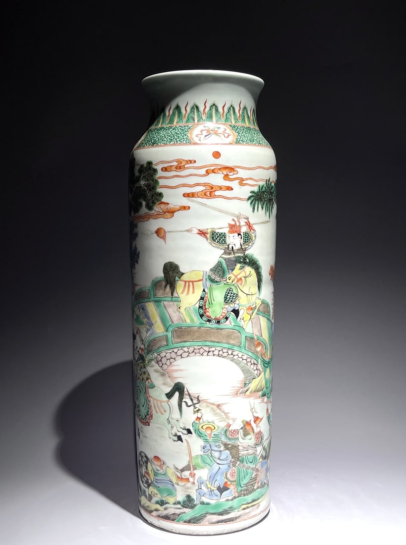 A WUCAI 'FIGURES' SLEEVE VASE - 3