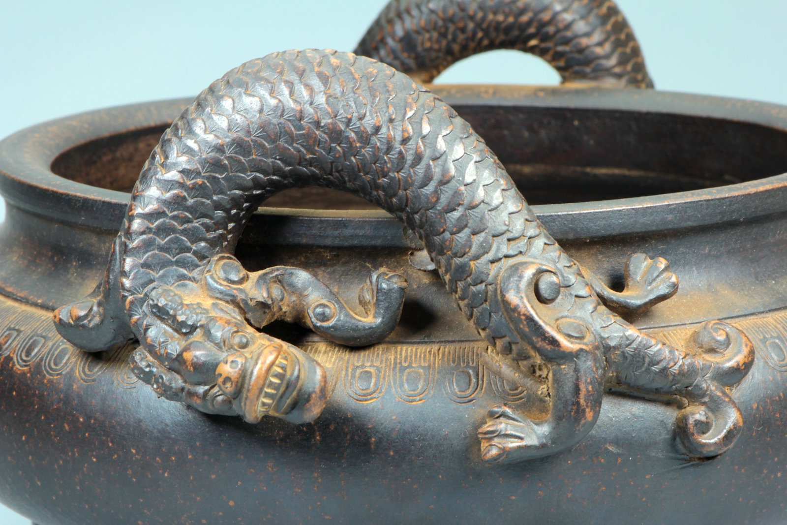 A ZISHA 'DRAGON' HANDLED CENSER - 4