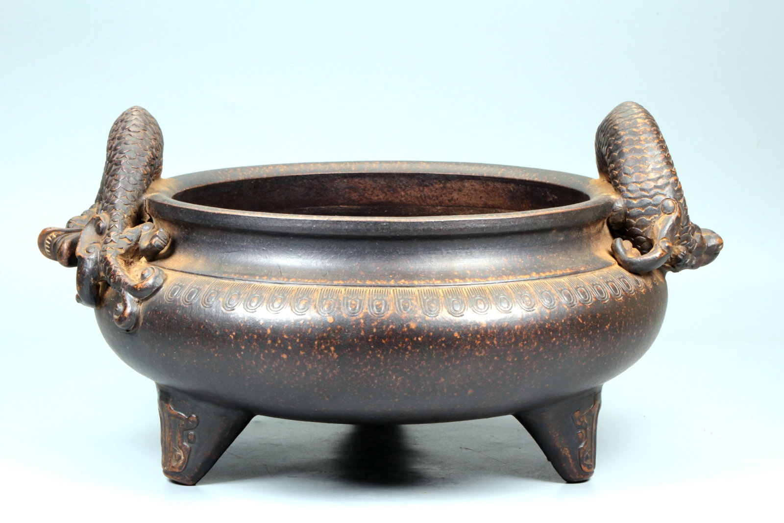 A ZISHA 'DRAGON' HANDLED CENSER - 5