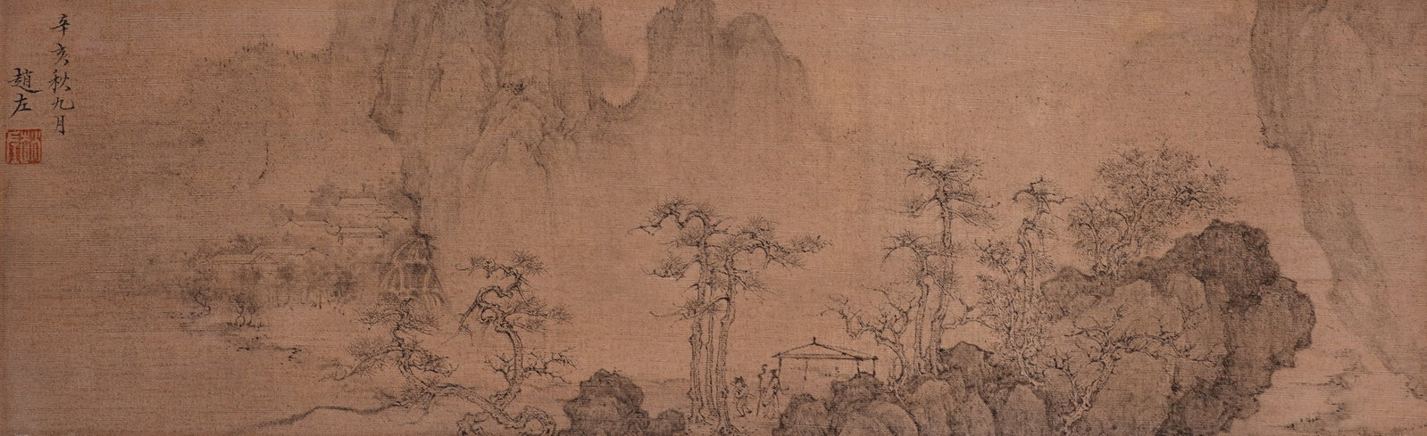 A CHINESE HAND PAINTING WITH THE MARK OF ZHAO ZUO: A CHINESE HAND PAINTING WITH THE MARK OF ZHAO ZUO 16*51cm