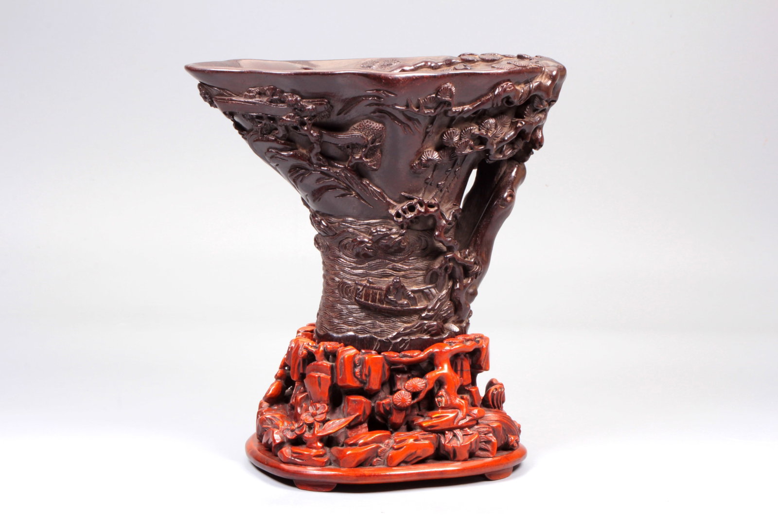 A ZITAN 'FIGURES AND BOAT' LIBATION CUP (1 of 15)