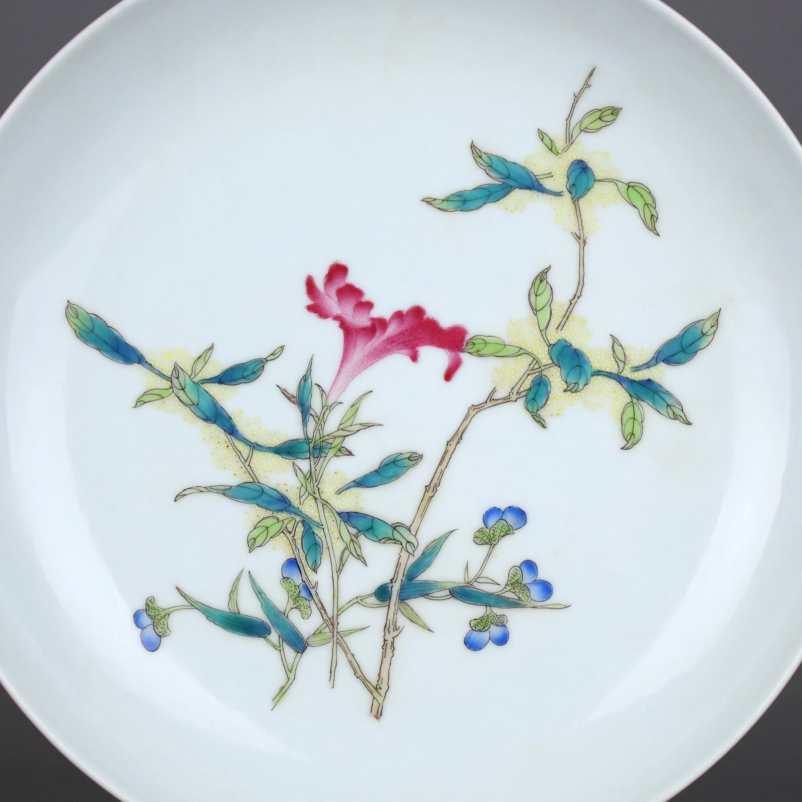 AN ENAMELED 'FLOWERS' DISH - 2