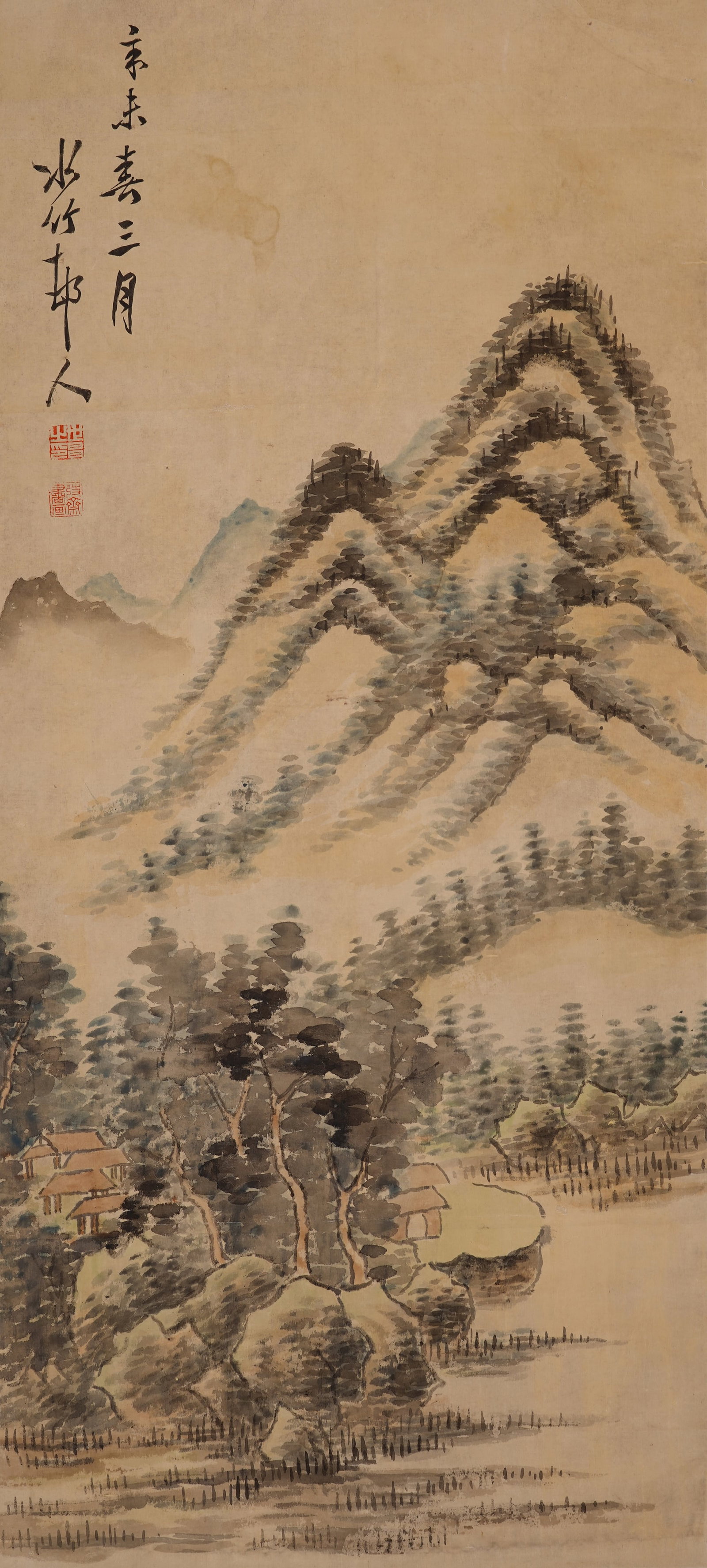 A CHINESE HAND PAINTING WITH THE MARK OF XU SHICHANG: A CHINESE HAND PAINTING WITH THE MARK OF XU SHICHANG 91*41.5cm