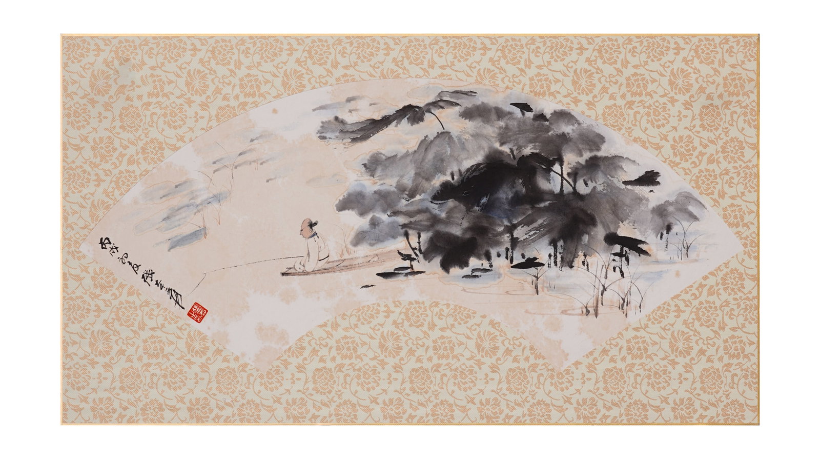 A CHINESE HAND PAINTING WITH THE MARK OF ZHANG DAQIAN: A CHINESE HAND PAINTING WITH THE MARK OF ZHANG DAQIAN 45*15cm