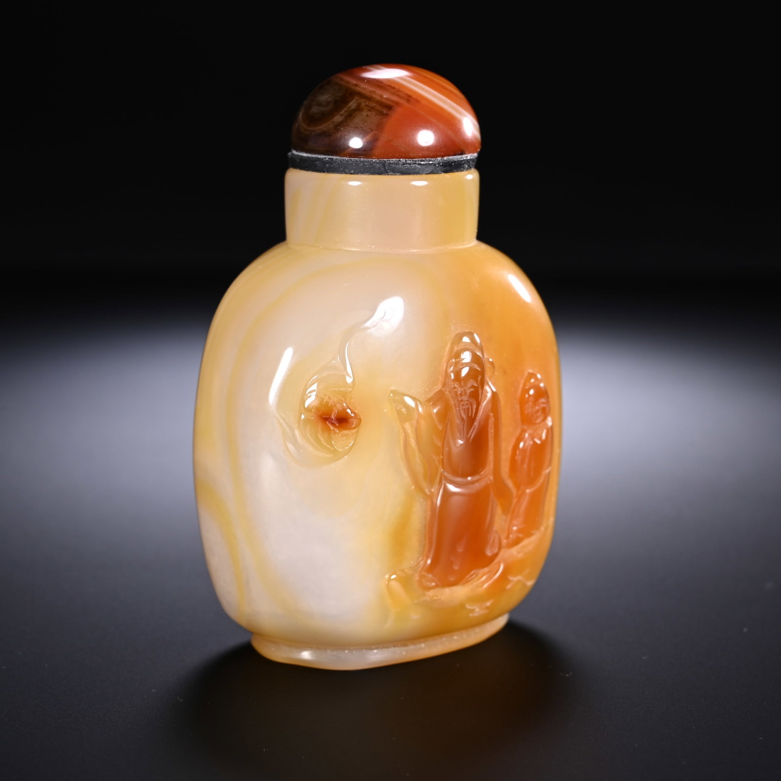 Agate Carved Character Story Pattern Snuff Bottle - 3