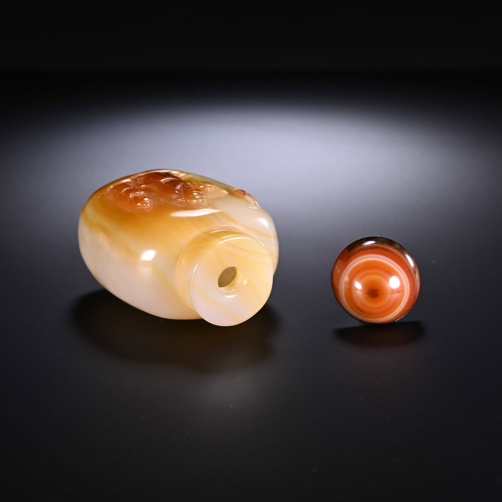 Agate Carved Character Story Pattern Snuff Bottle - 6