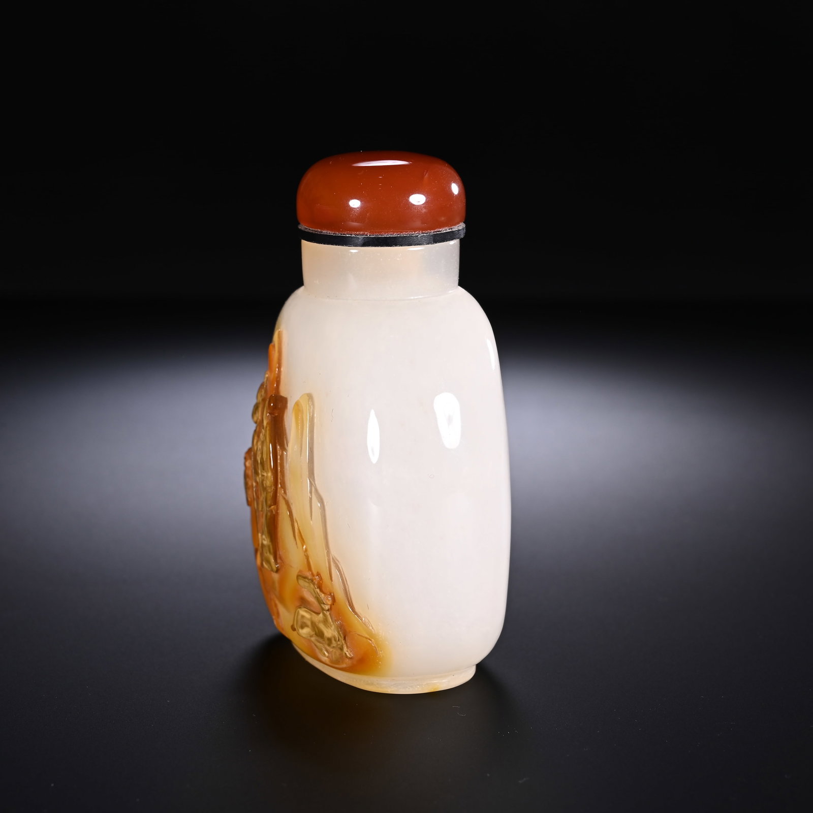 Agate Carved Character and Deer Pattern Snuff Bottle - 5