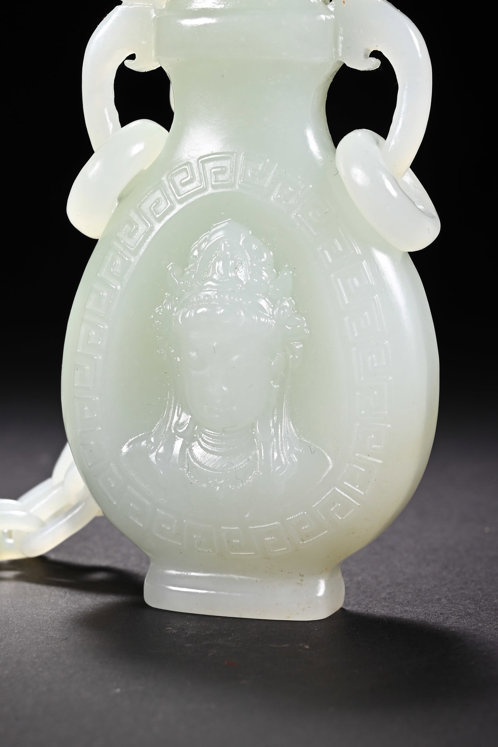 Jade Carved GuanYin Pattern Vase - 3