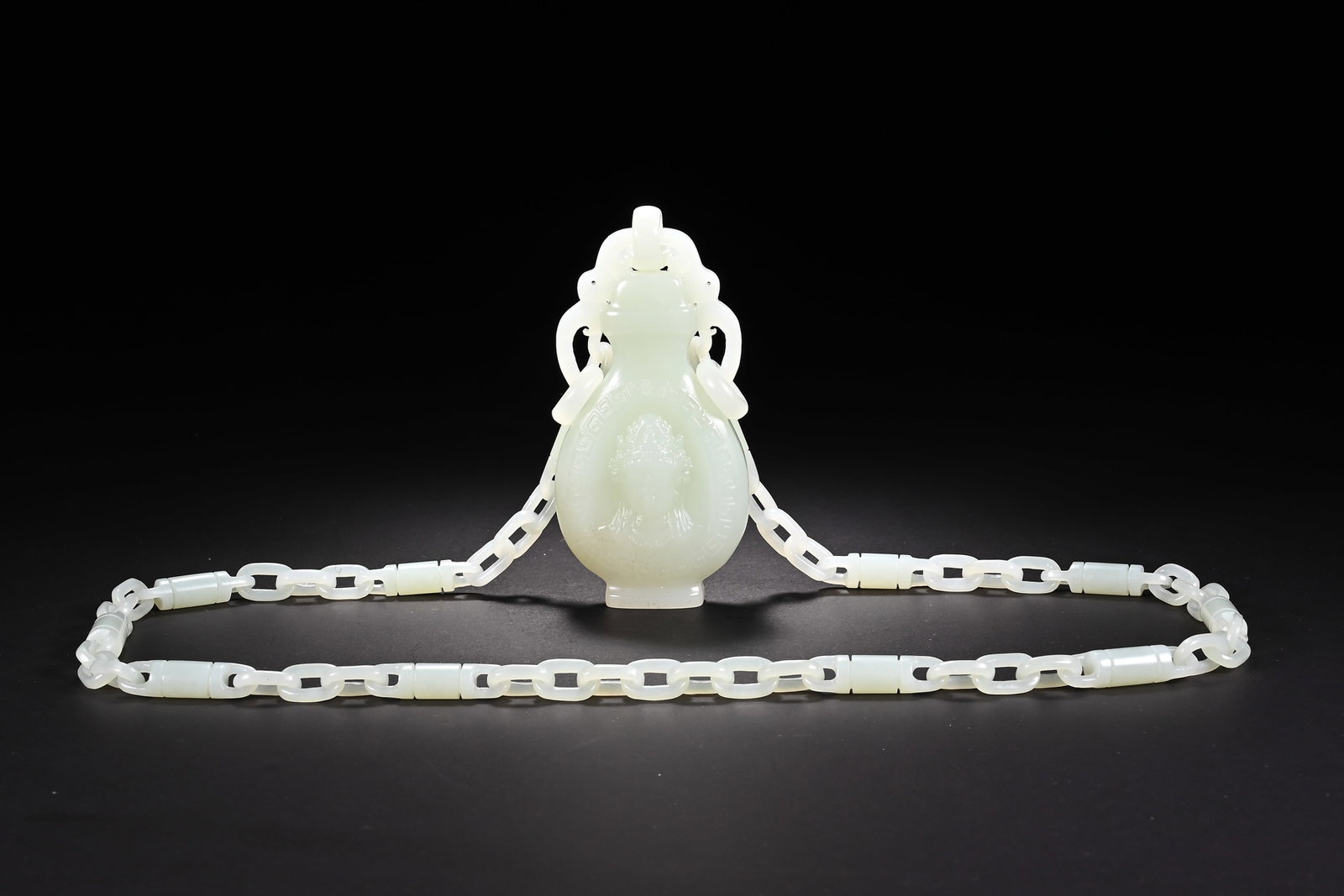 Jade Carved GuanYin Pattern Vase - 4