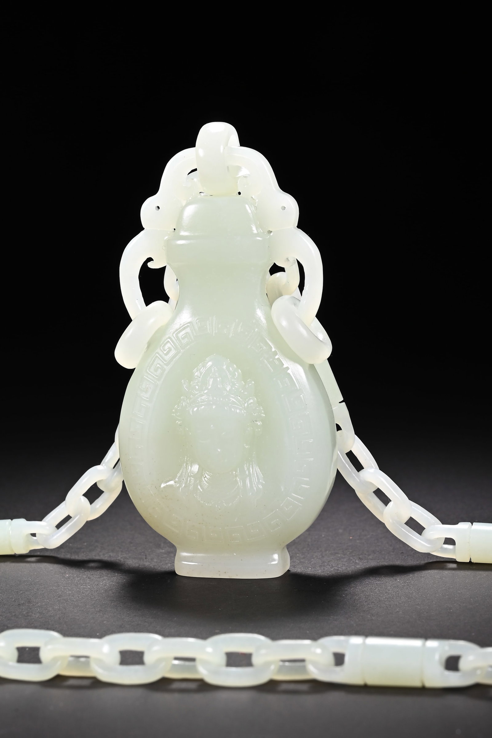 Jade Carved GuanYin Pattern Vase - 5