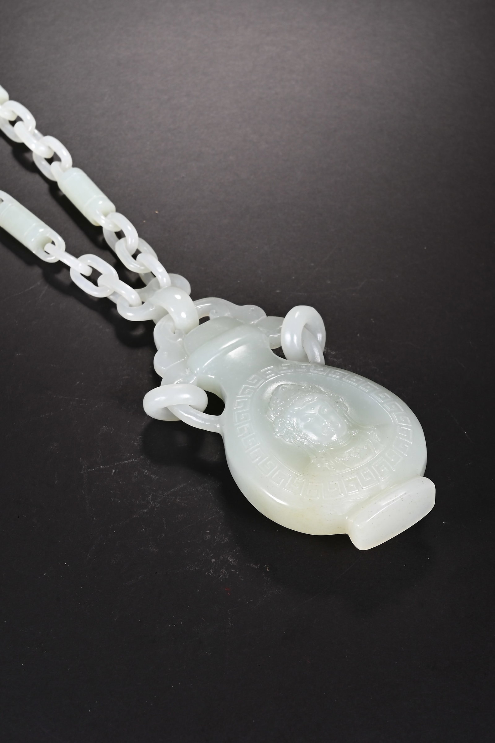Jade Carved GuanYin Pattern Vase - 6