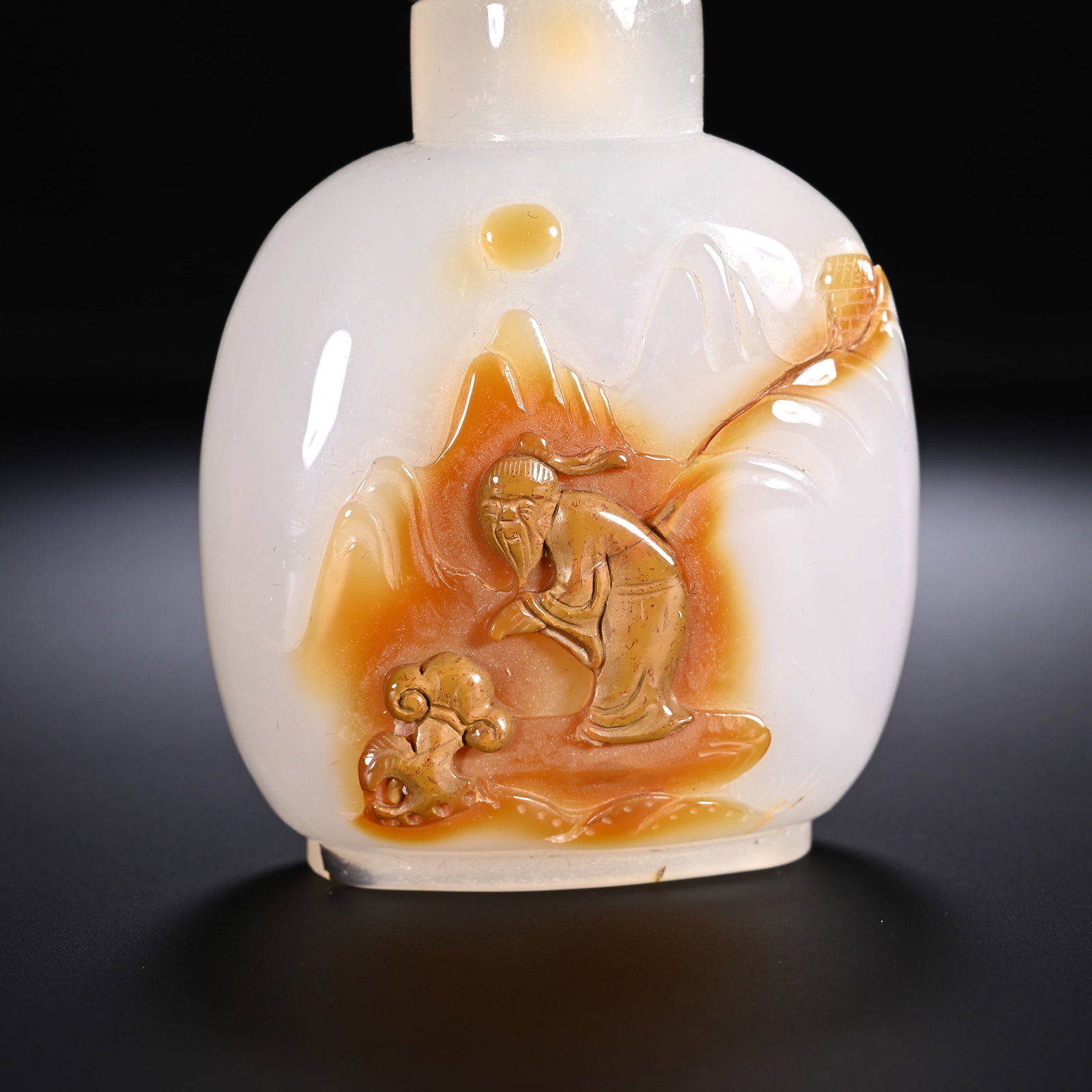 Agate Carved Character Pattern Snuff Bottle - 2