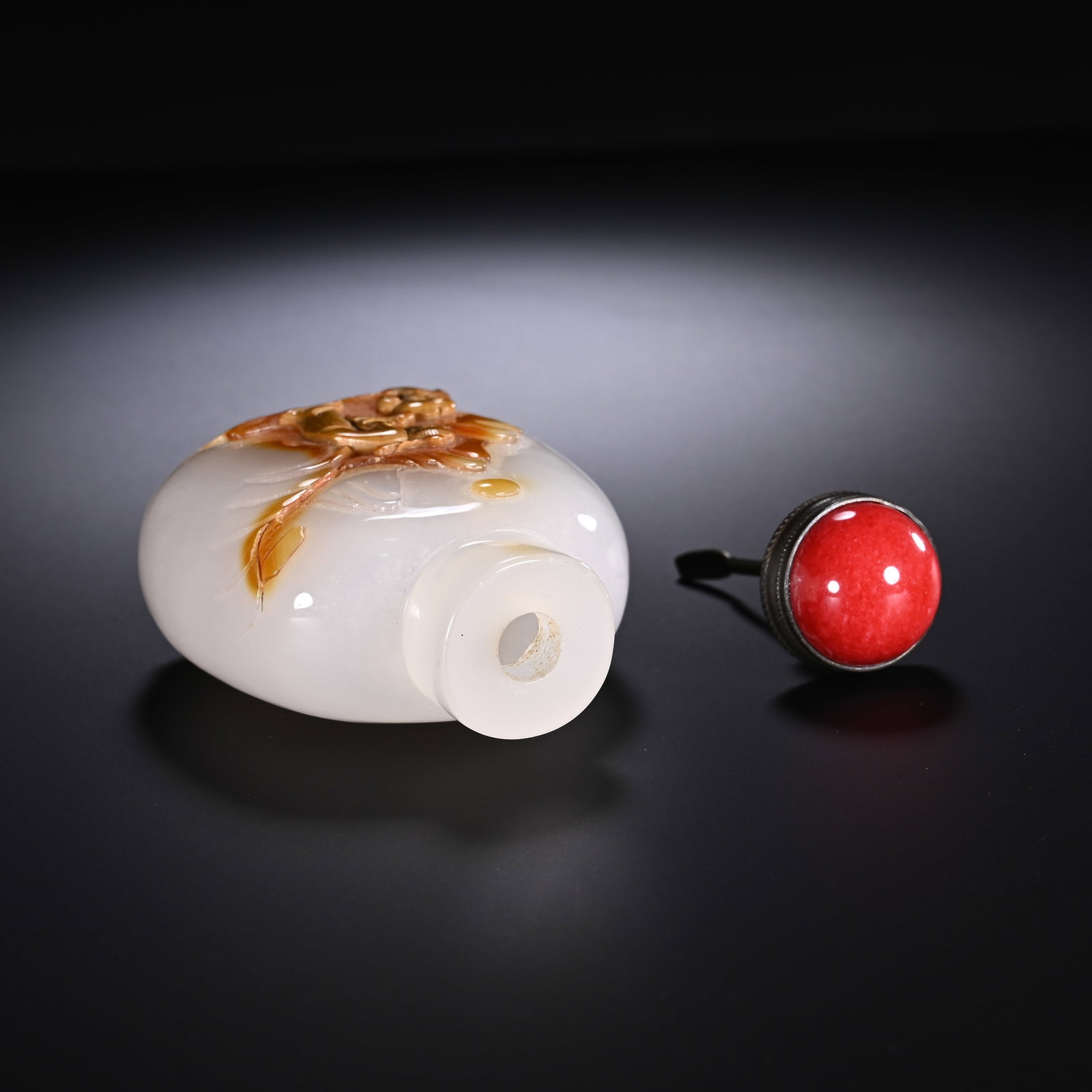 Agate Carved Character Pattern Snuff Bottle - 6