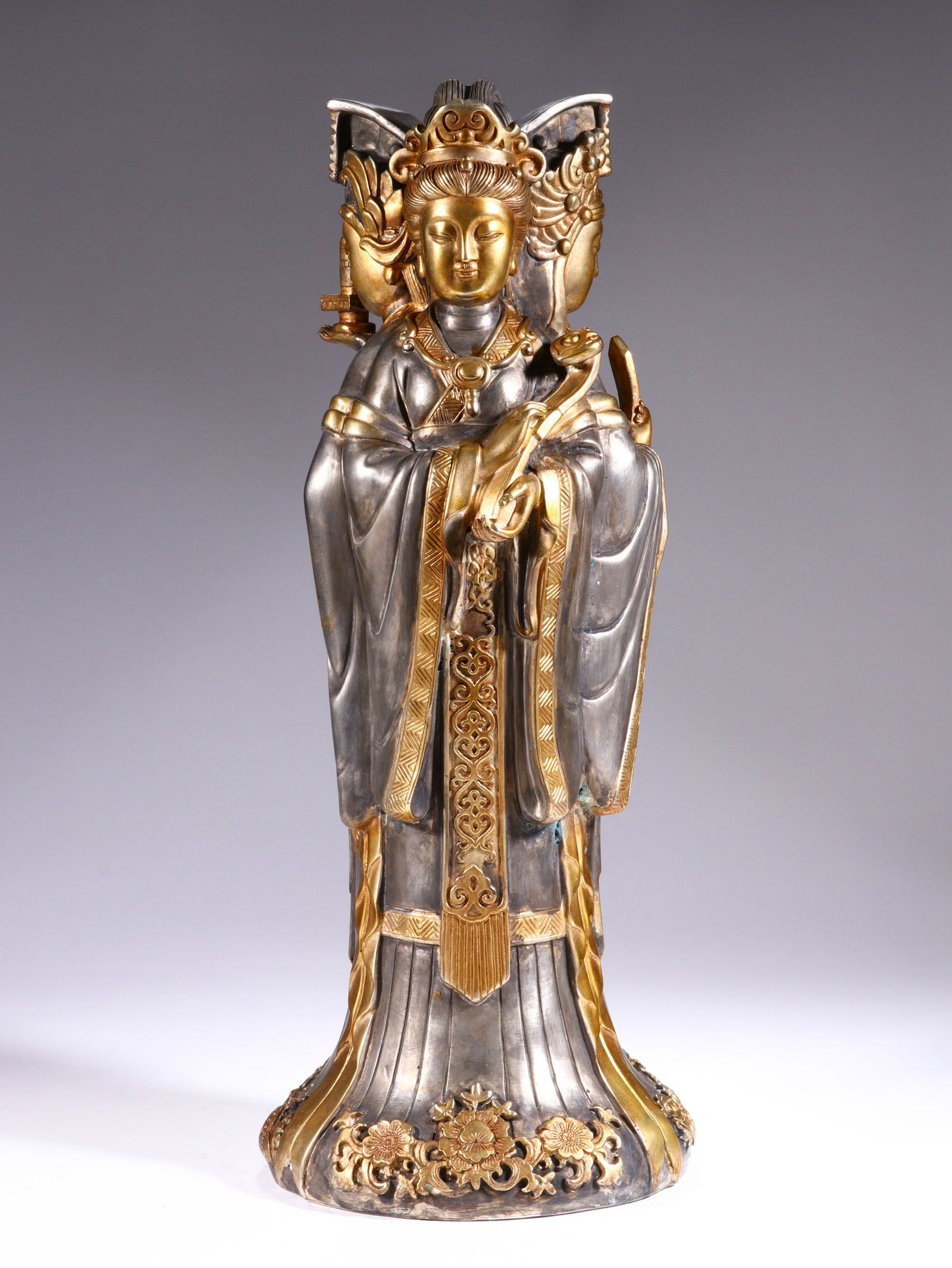 Silver Bronze GuanYin Figure - 4