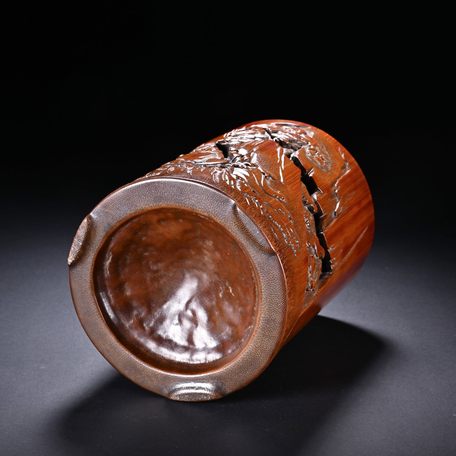 Bamboo Carved Character and Pine Tree Pattern Brush Pot - 7
