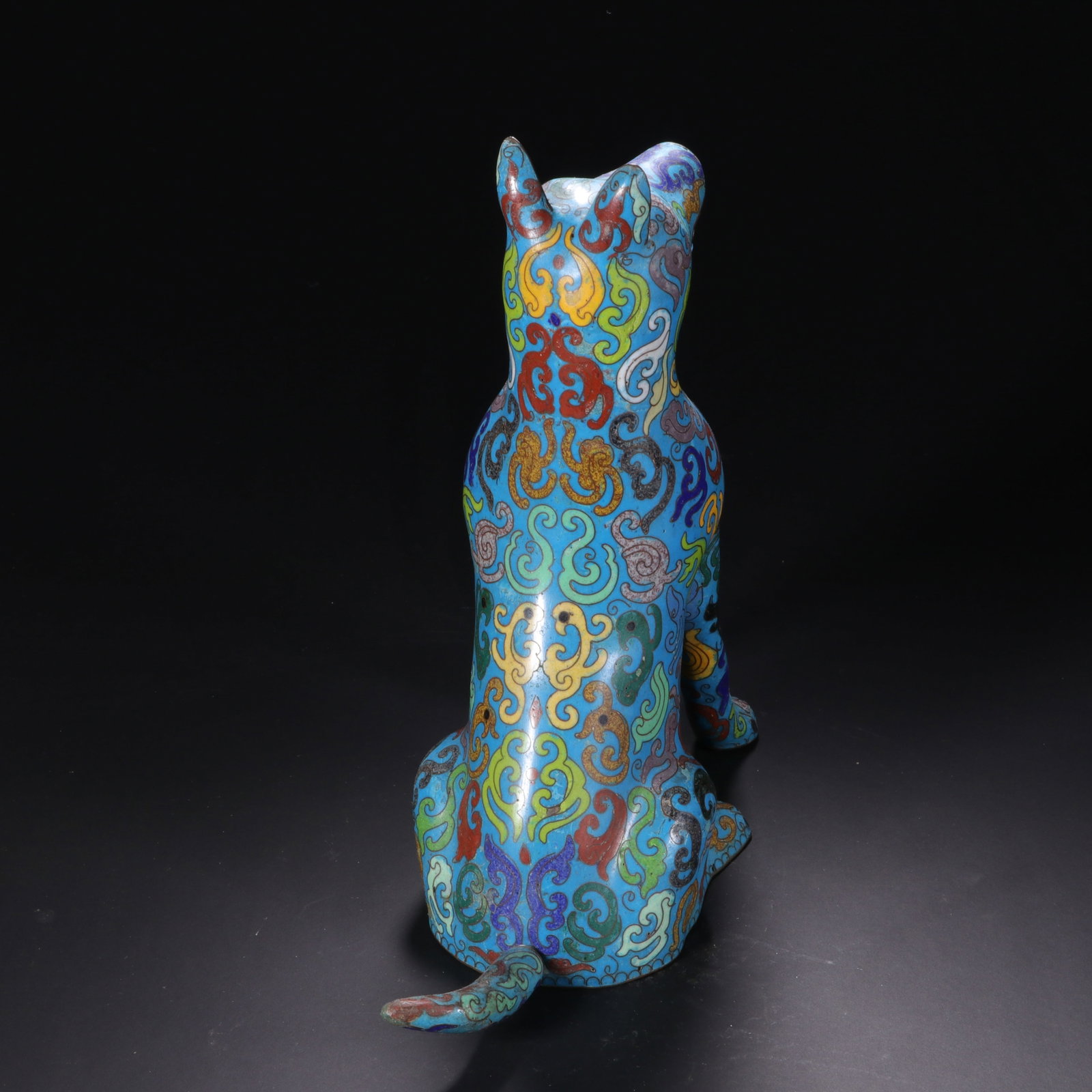 Bronze Cloisonne Carved Cloud Pattern Dog Shape Ornament - 5