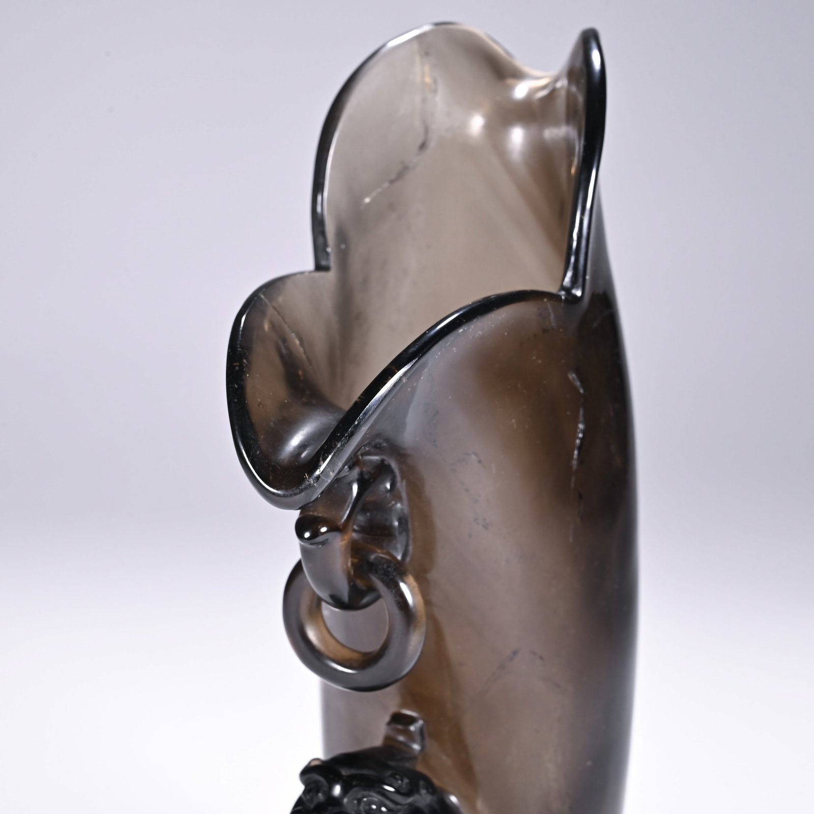 Black Crystal Carved Dragon Shape Cup - 4