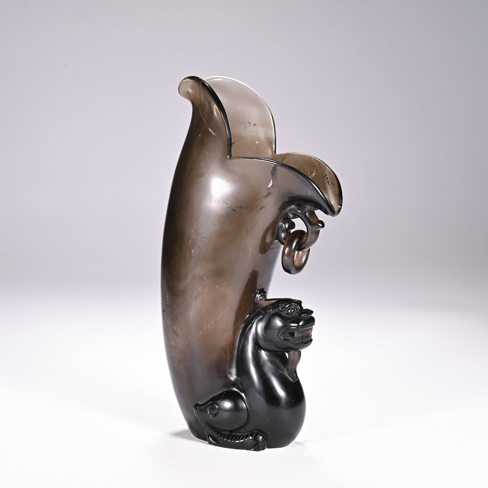 Black Crystal Carved Dragon Shape Cup - 5