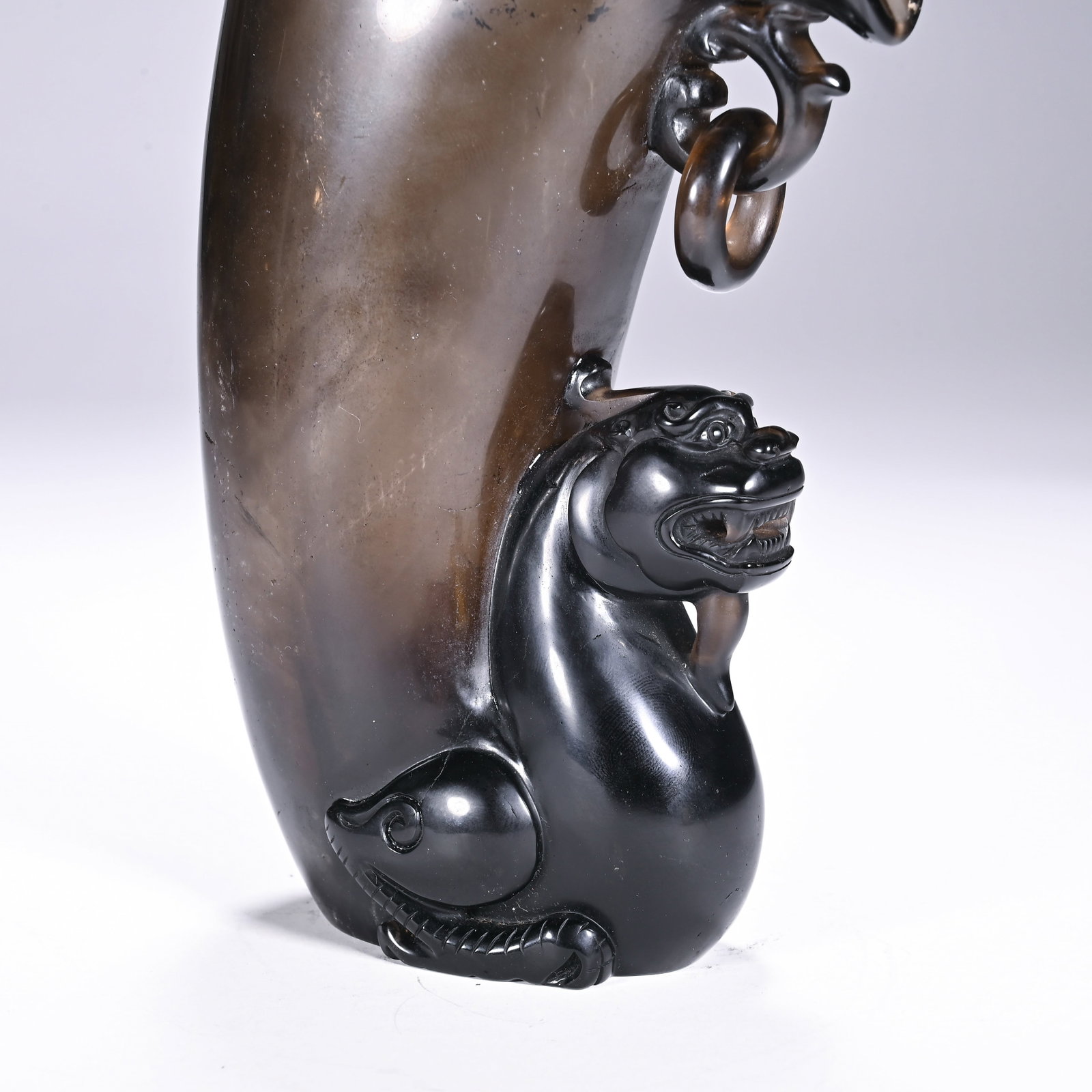 Black Crystal Carved Dragon Shape Cup - 7