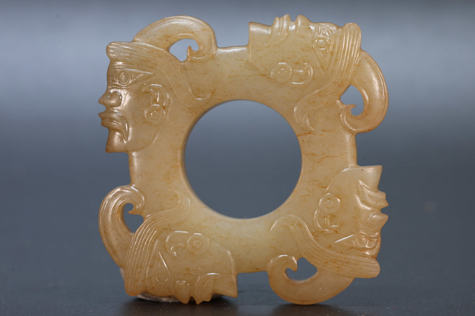Jade Carved Character Face Pattern Bi - 4