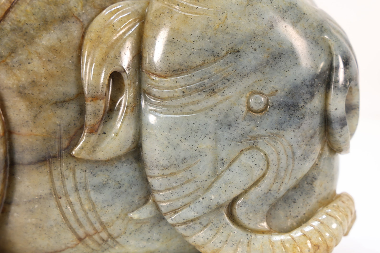 Jade Carved Elephant Shape Figure - 2