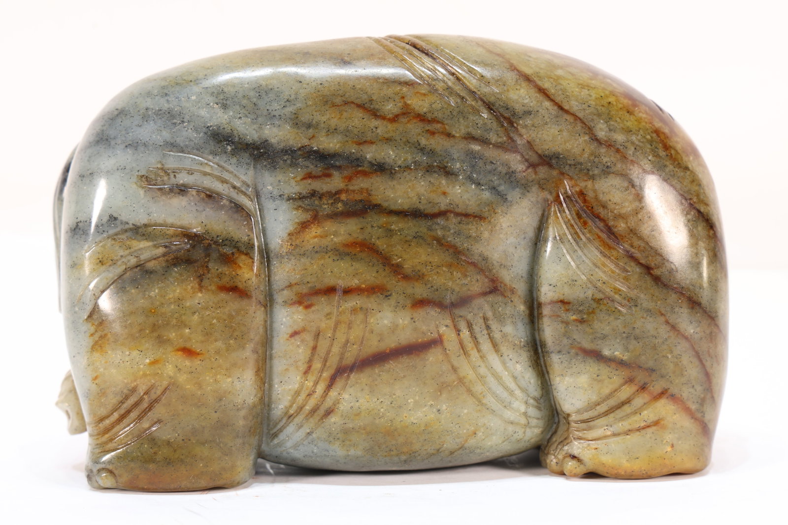 Jade Carved Elephant Shape Figure - 5