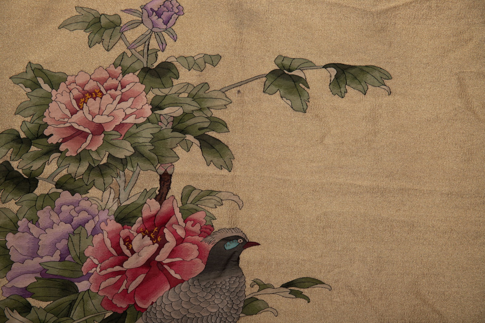 Silk Embroidery Flower and Bird Pattern Kesi - 2