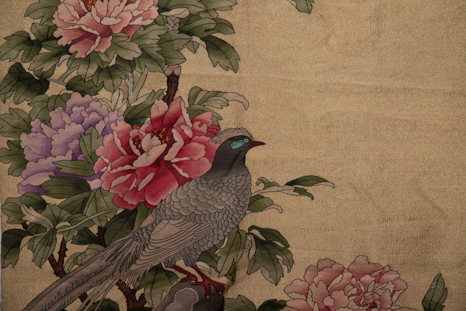 Silk Embroidery Flower and Bird Pattern Kesi - 3