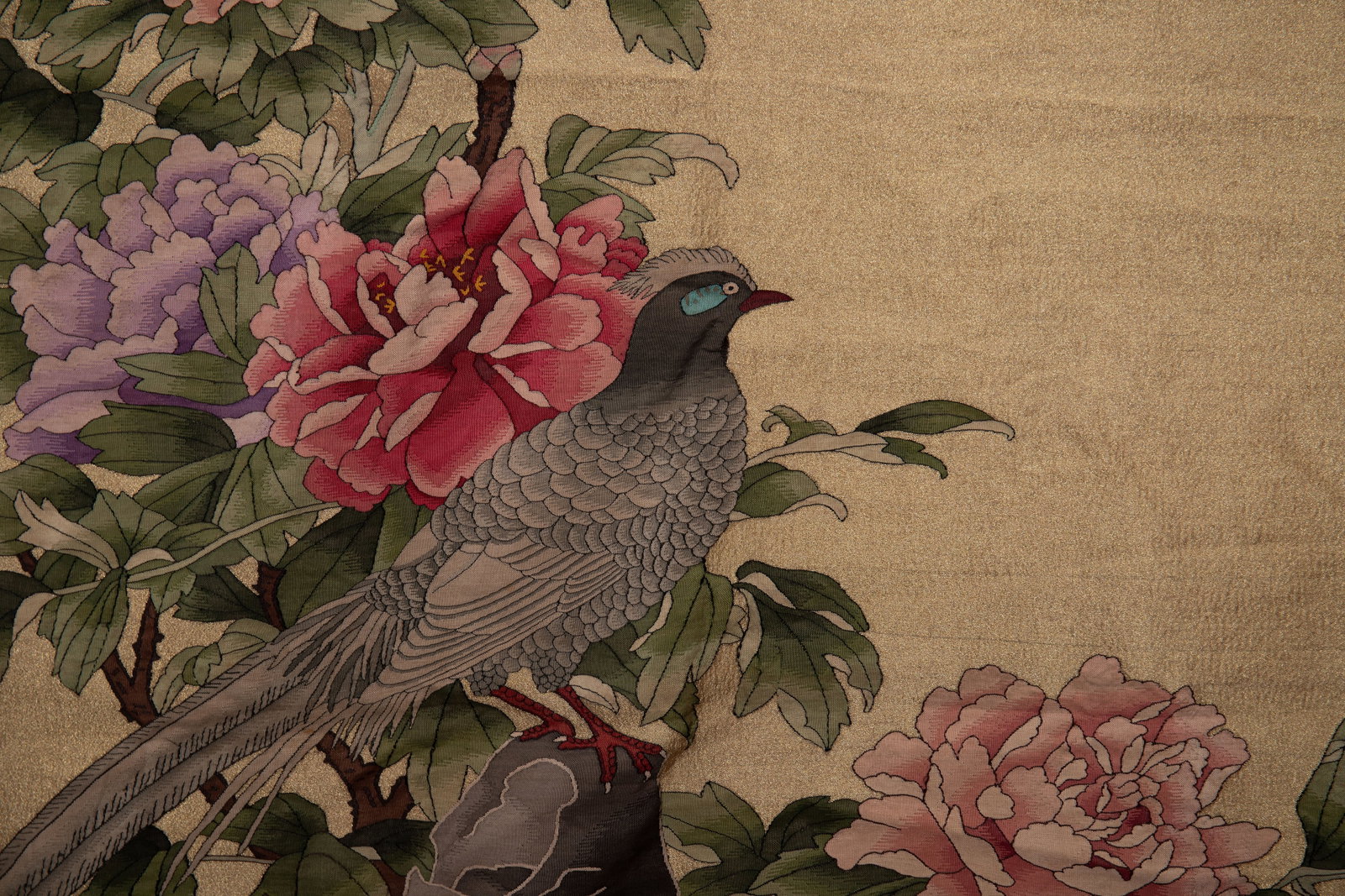 Silk Embroidery Flower and Bird Pattern Kesi - 8