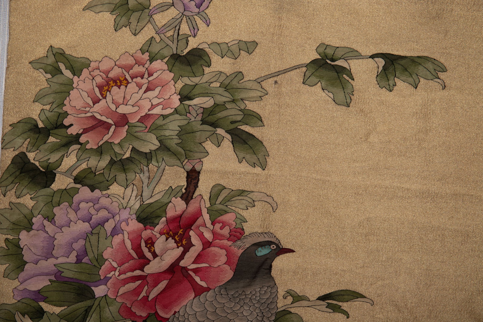 Silk Embroidery Flower and Bird Pattern Kesi - 9
