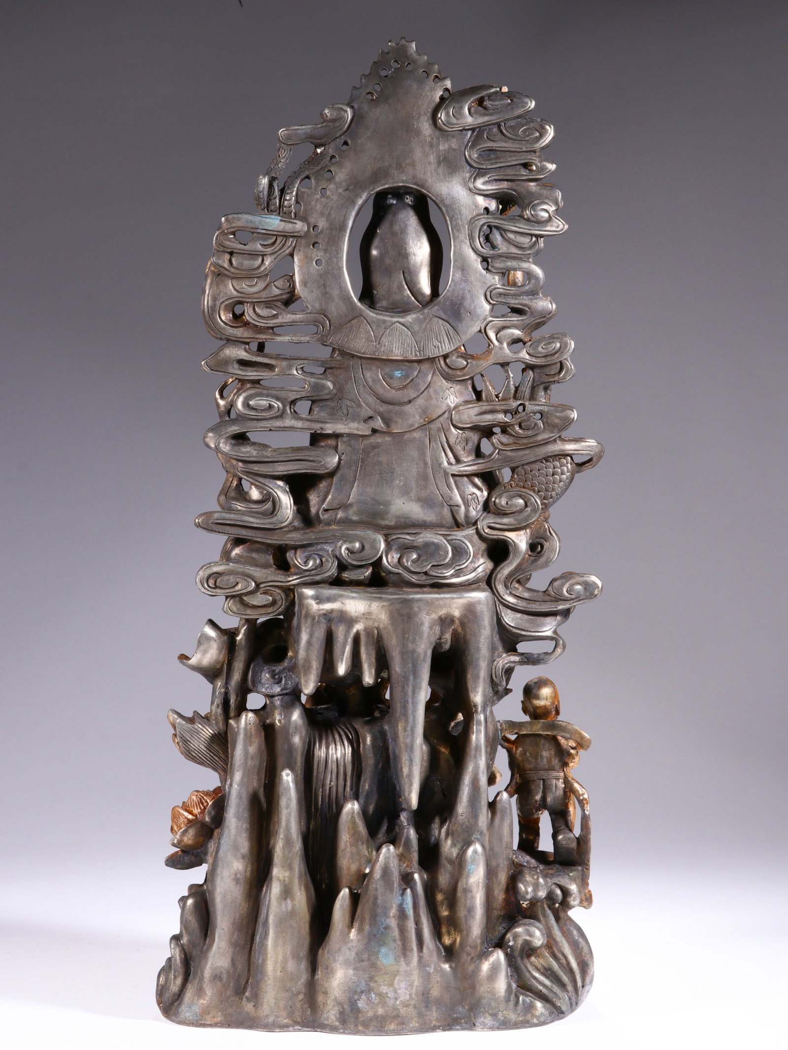 Silver Bronze GuanYin Figure - 8