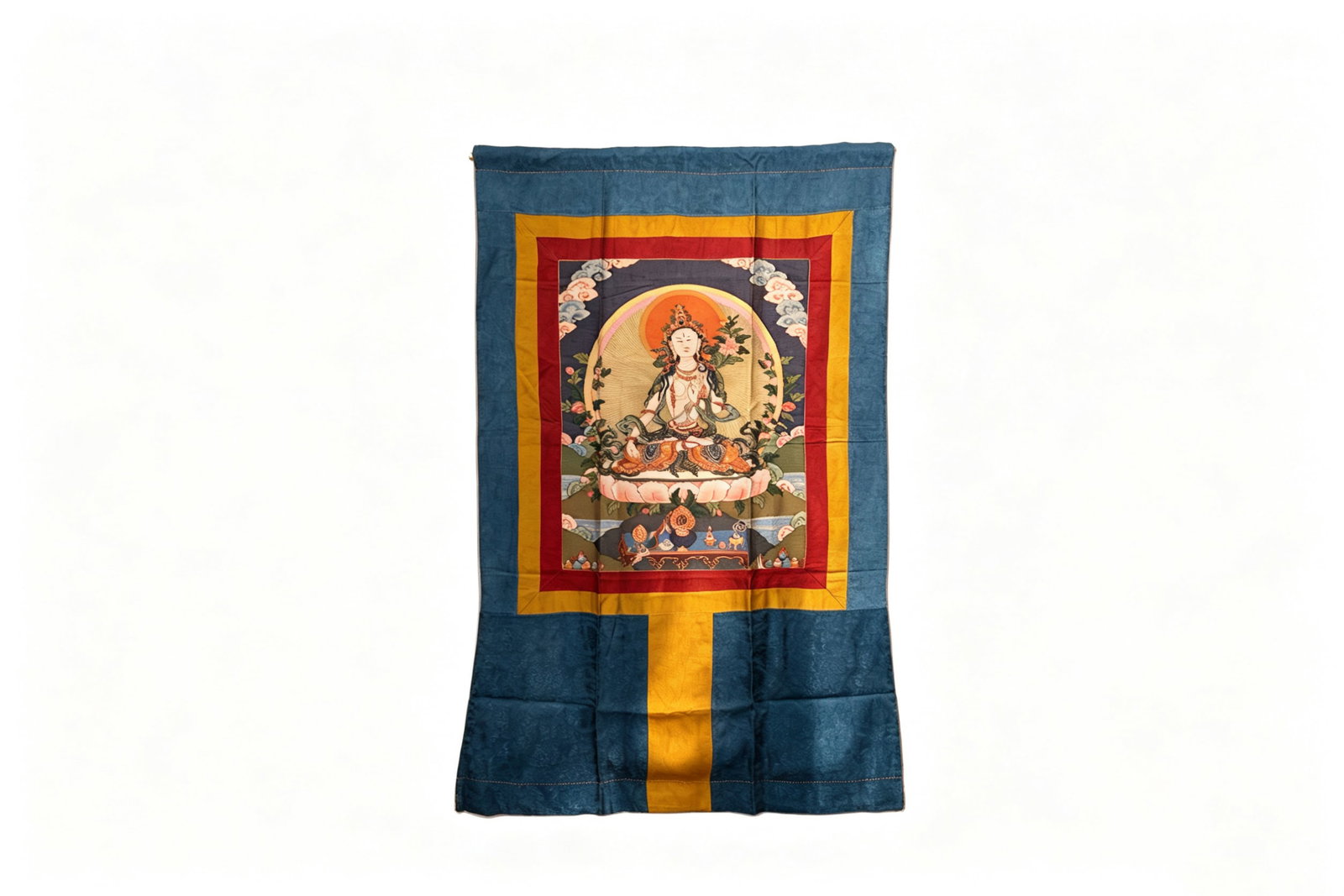 Silk Embroidery White Tara Pattern Tangka: Silk Embroidery White Tara Pattern Tangka (153 x 94cm)