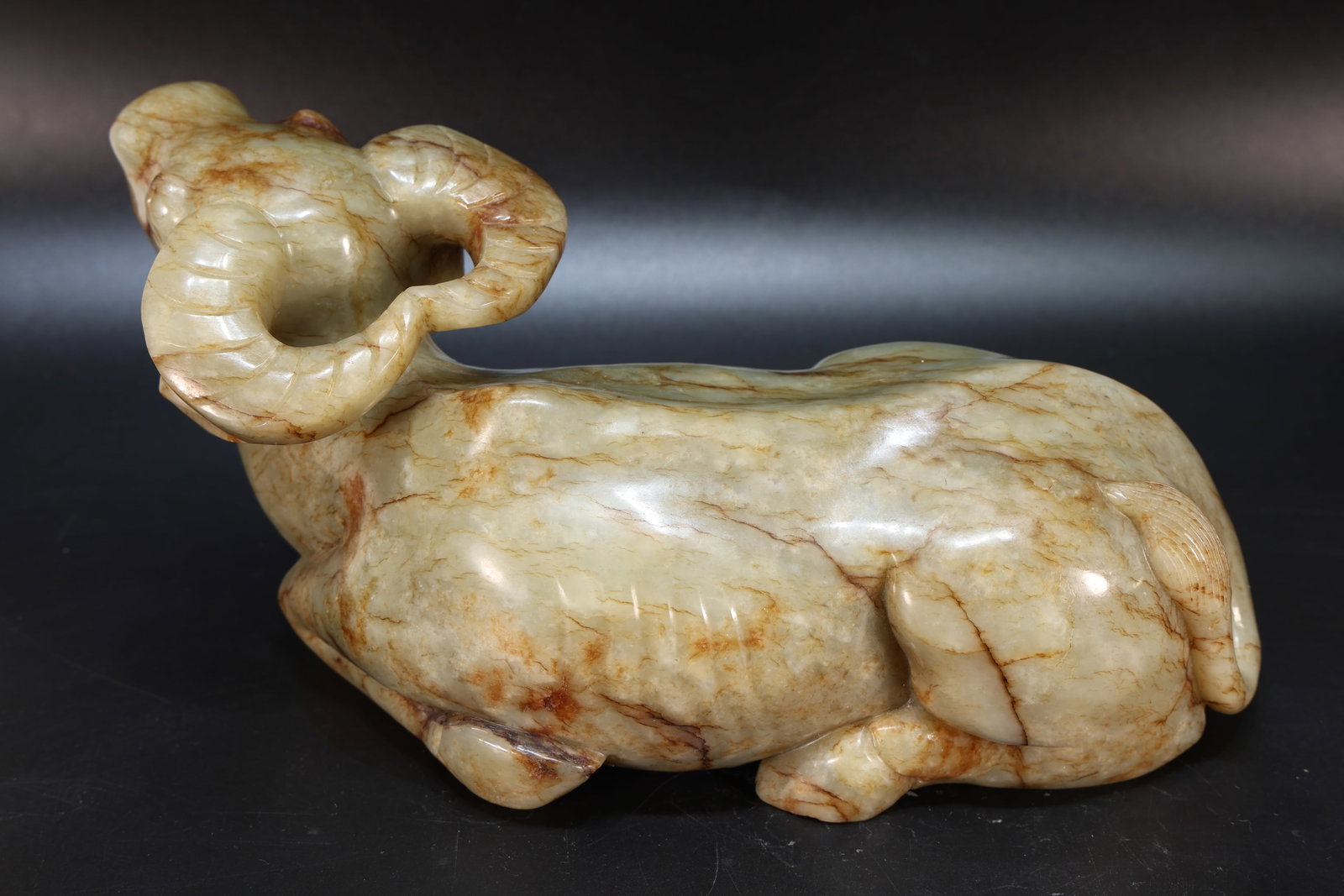 Jade Carved Ox Shape Figure - 5