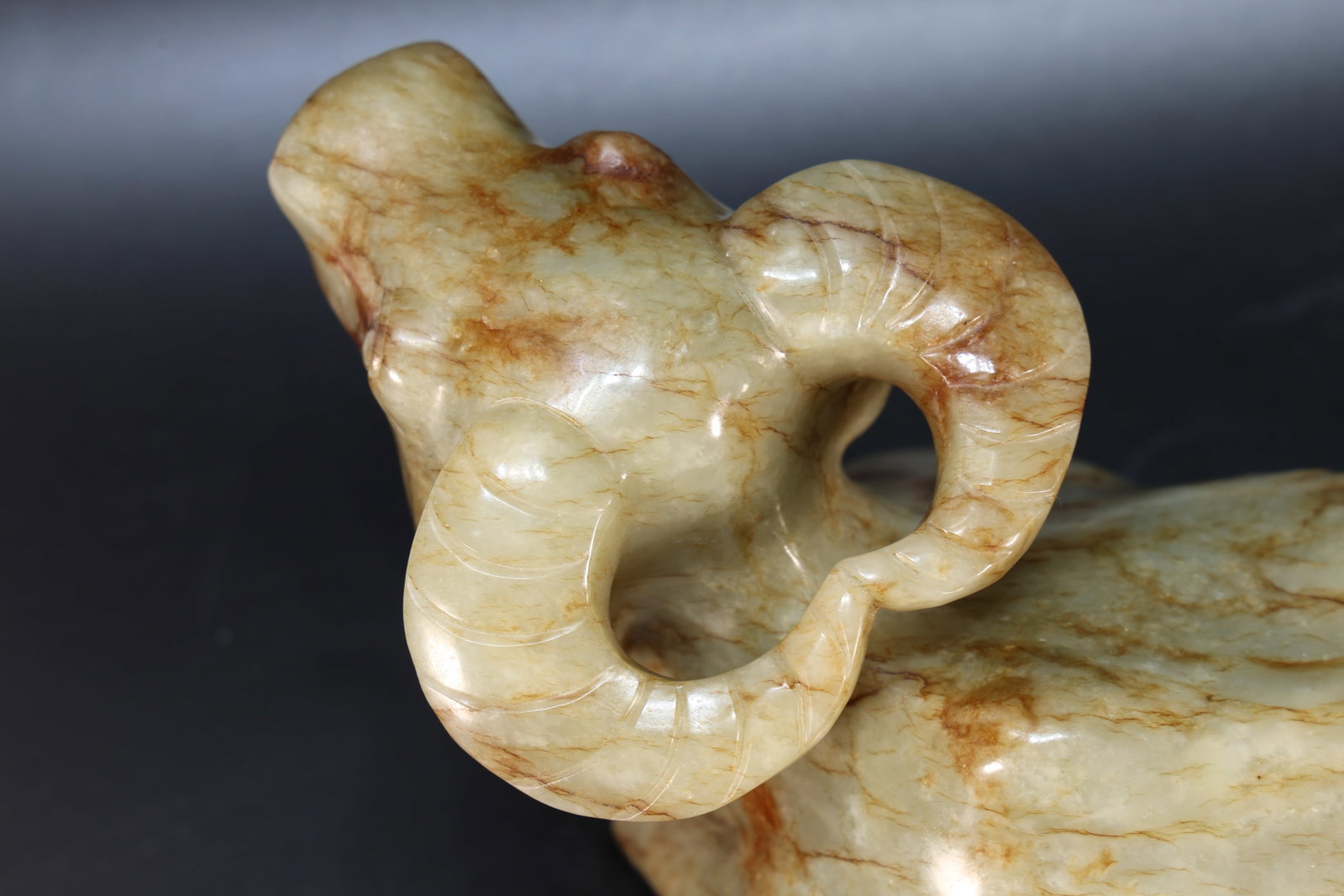 Jade Carved Ox Shape Figure - 6