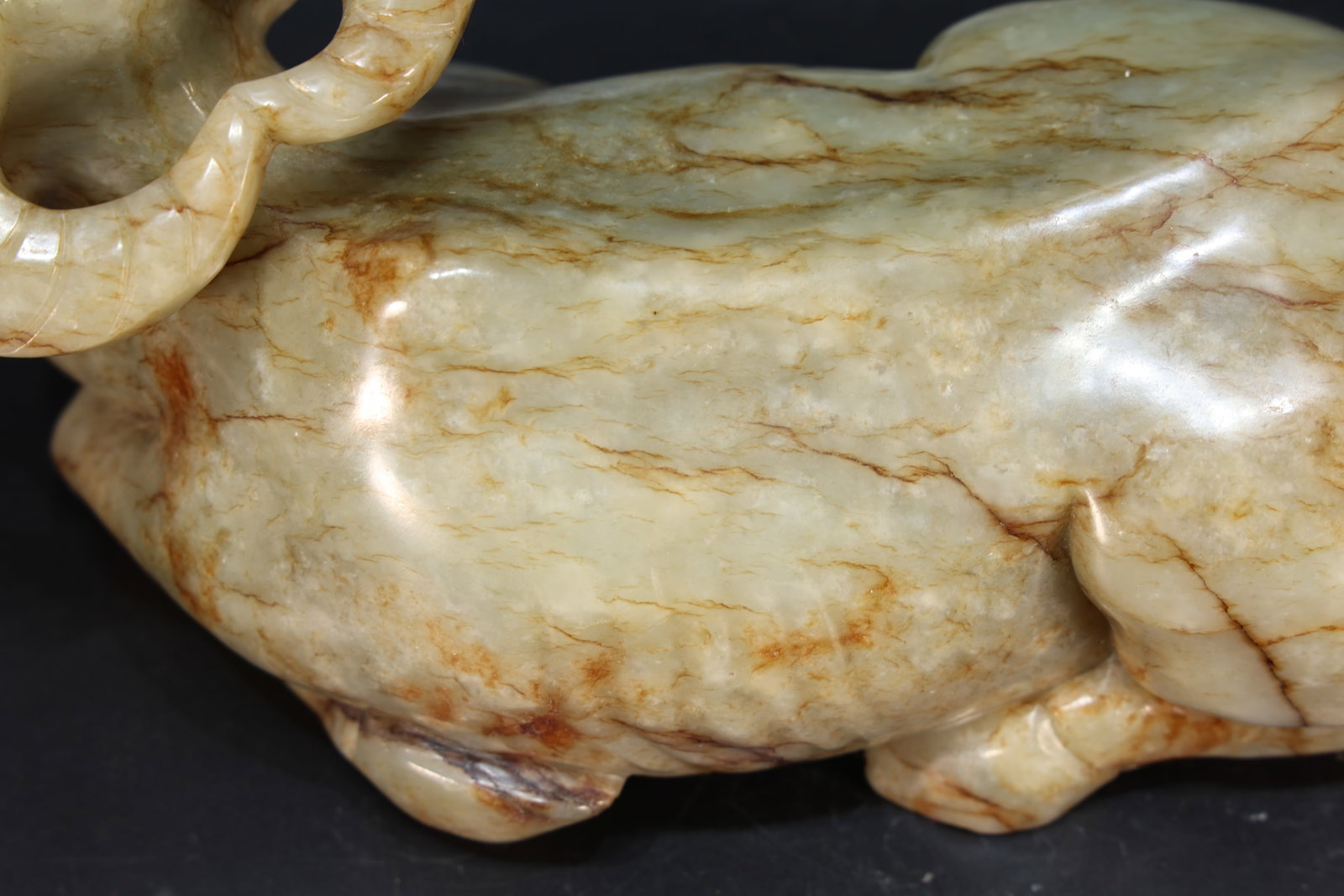 Jade Carved Ox Shape Figure - 7