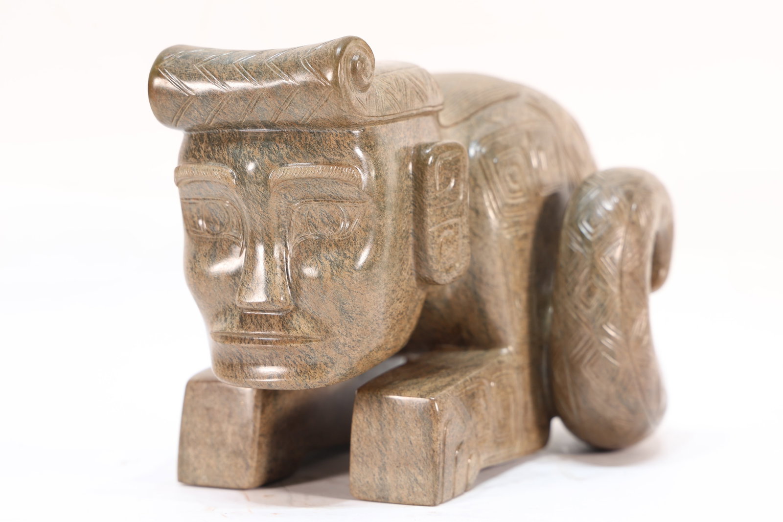 Jade Carved Beast Face Pattern Character Shape Figure - 2