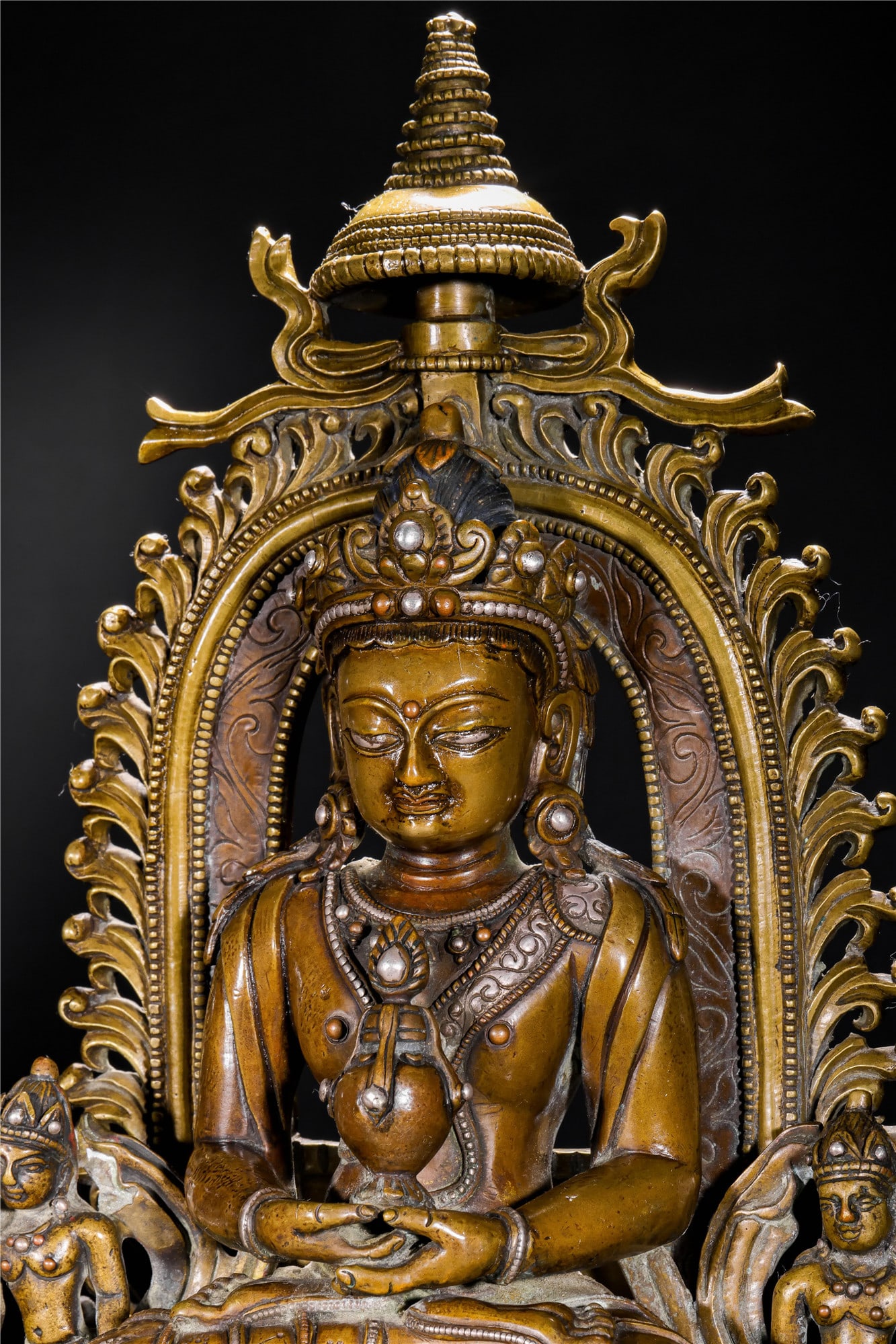 A Chinese Alloy Copper Seated Buddha Statue - 3