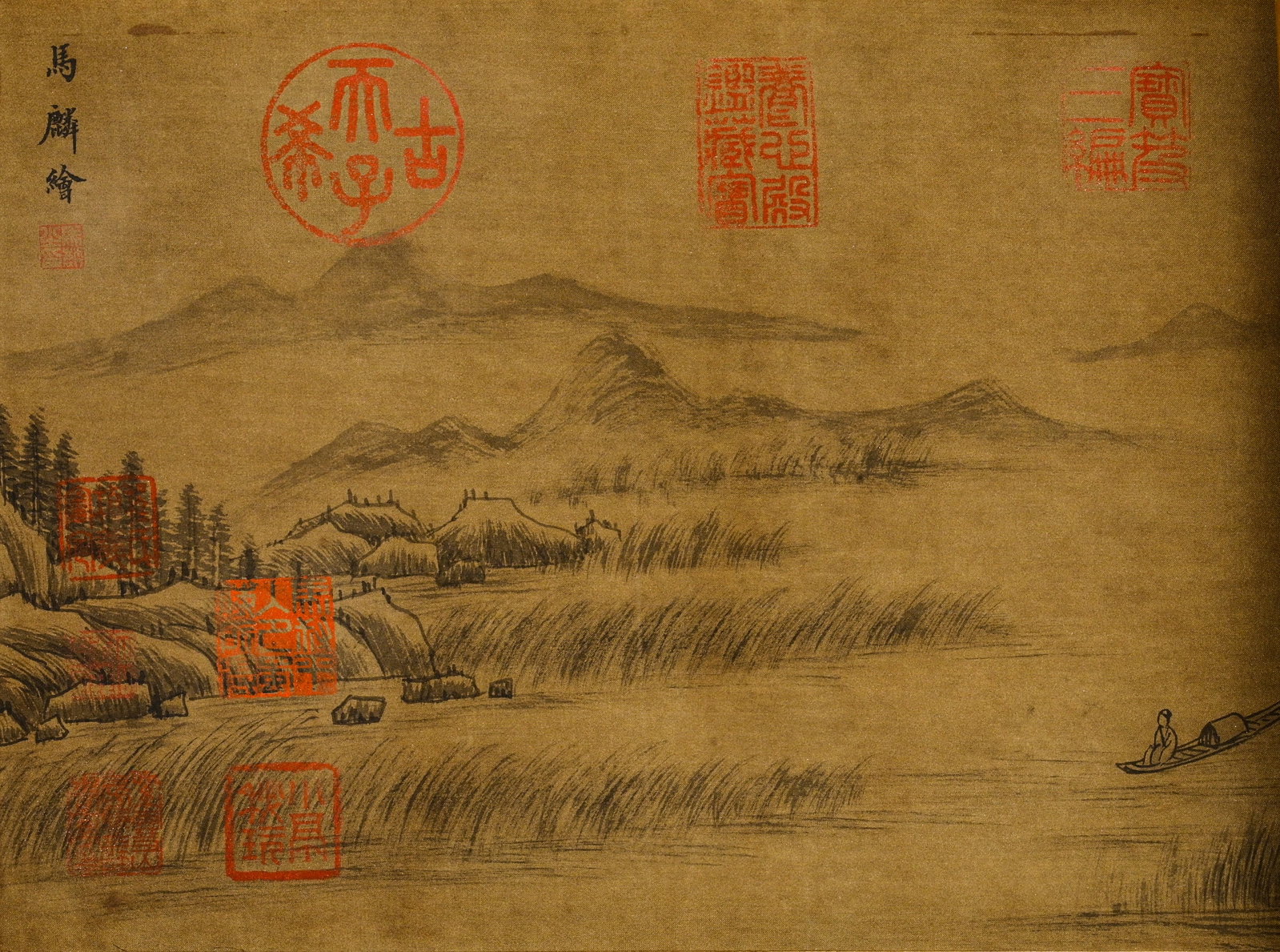 Chinese Drawing Landscape Hand Scroll,Ma Lin Mark - 5