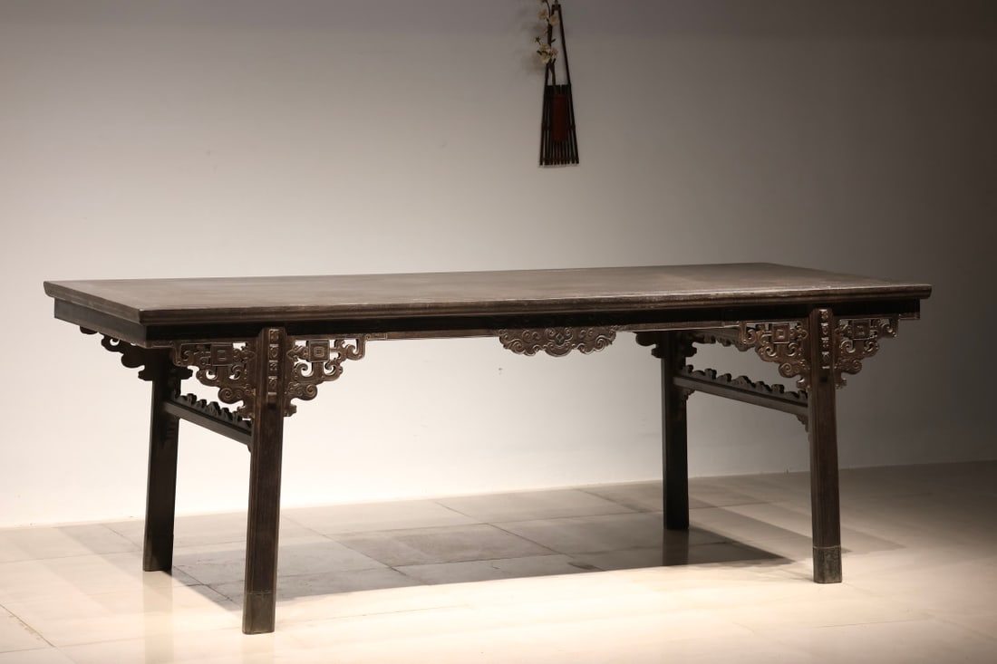 Red Sandalwood Carved Dragon Pattern Table - 2