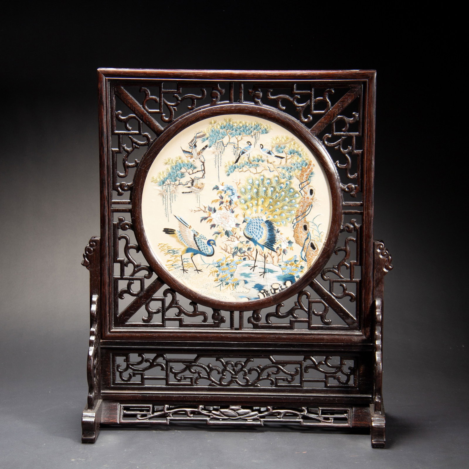 A Chinese Cantonese Embroidery Table Screen (1 of 8)