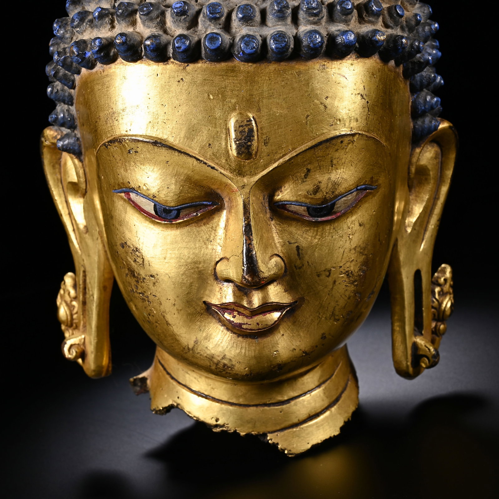 Gilt Bronze Sakyamuni Head Figure - 2