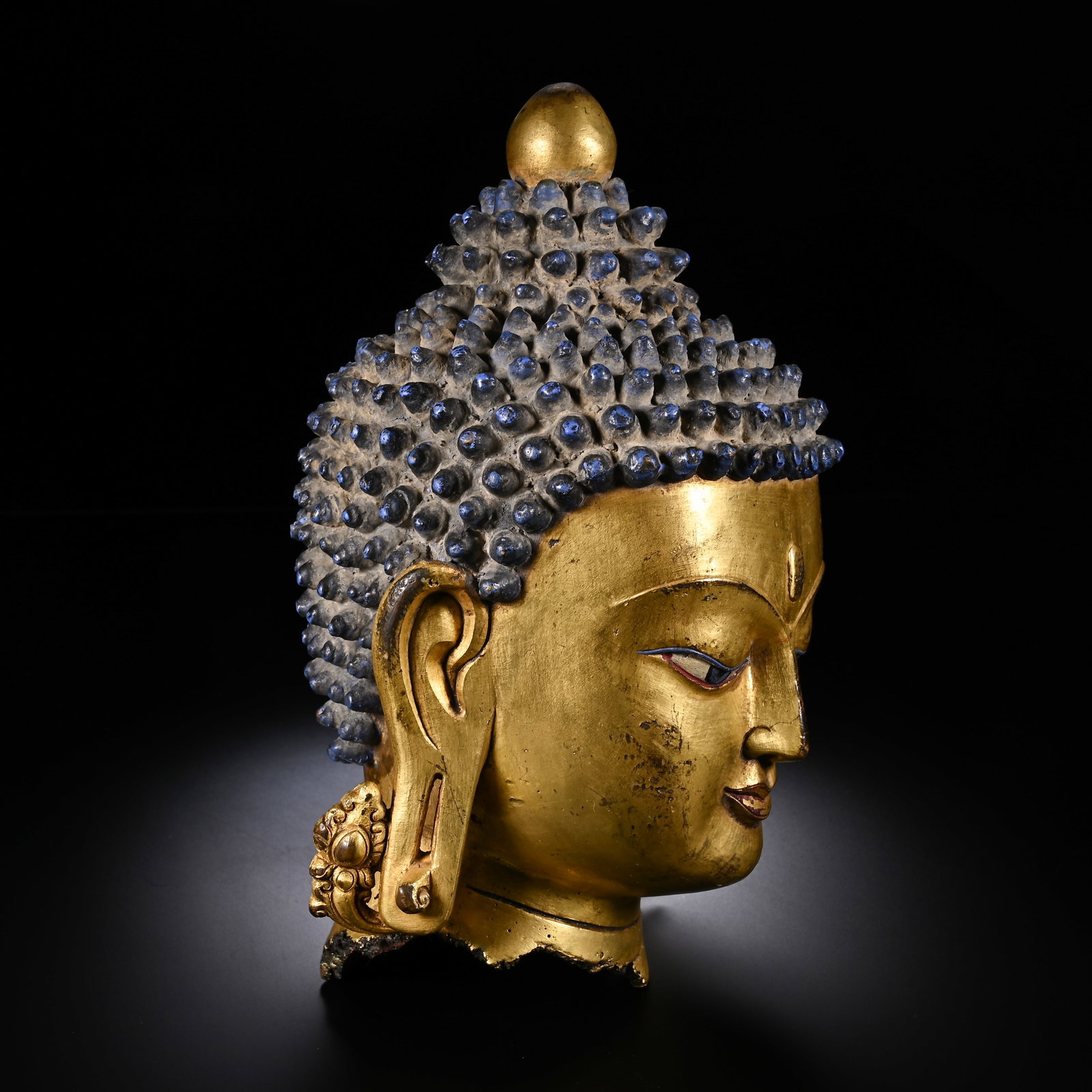 Gilt Bronze Sakyamuni Head Figure - 4