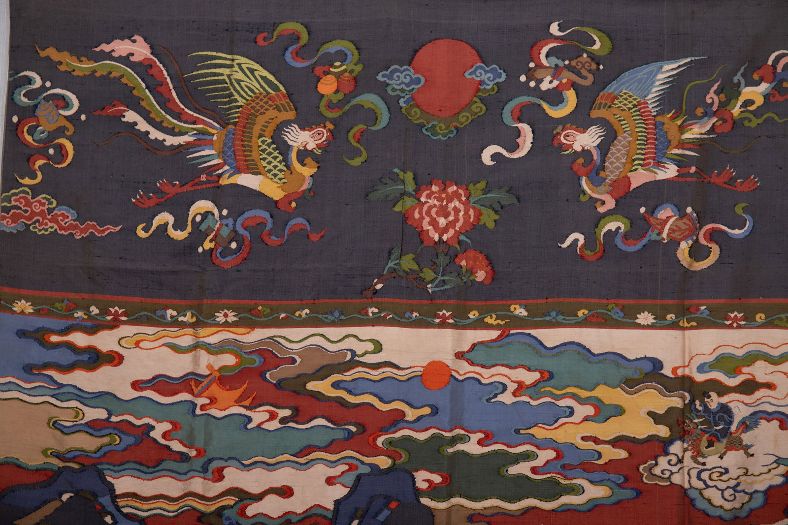 Silk Embroidery Playing Children and Phoenix Pattern Kesi - 2