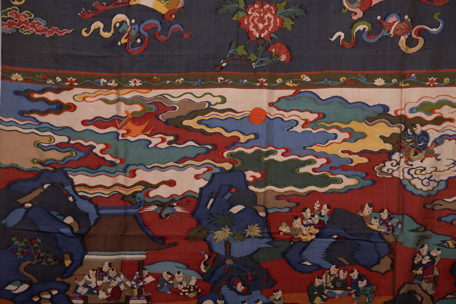 Silk Embroidery Playing Children and Phoenix Pattern Kesi - 3
