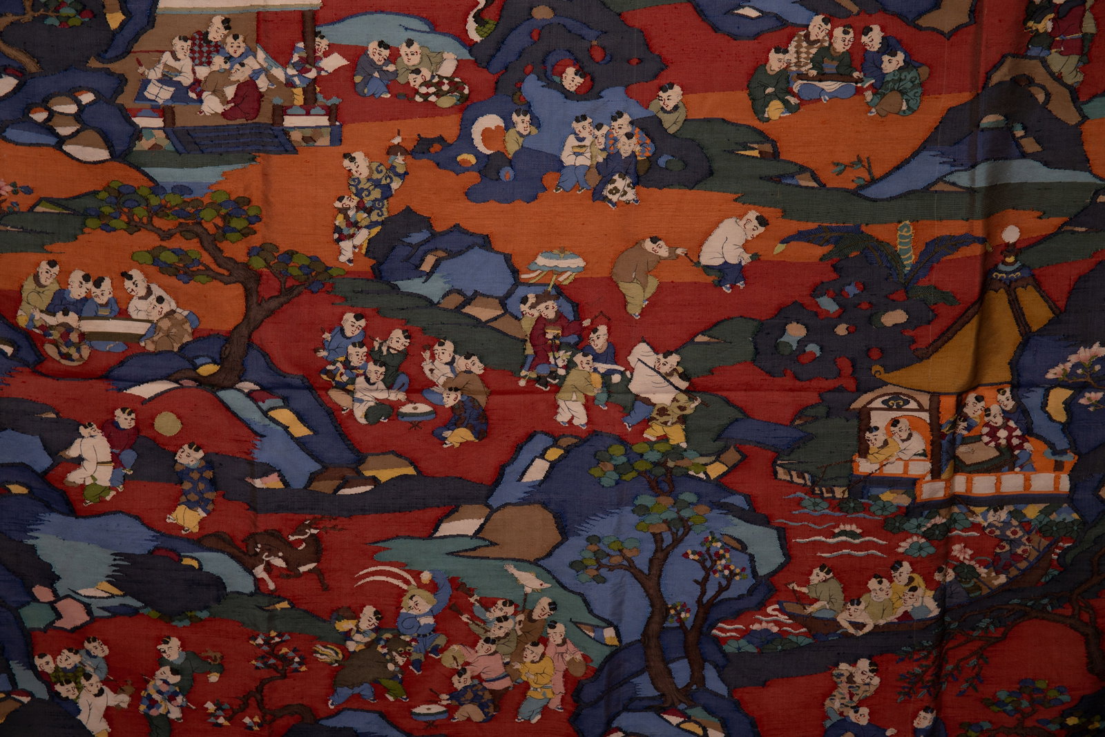 Silk Embroidery Playing Children and Phoenix Pattern Kesi - 8