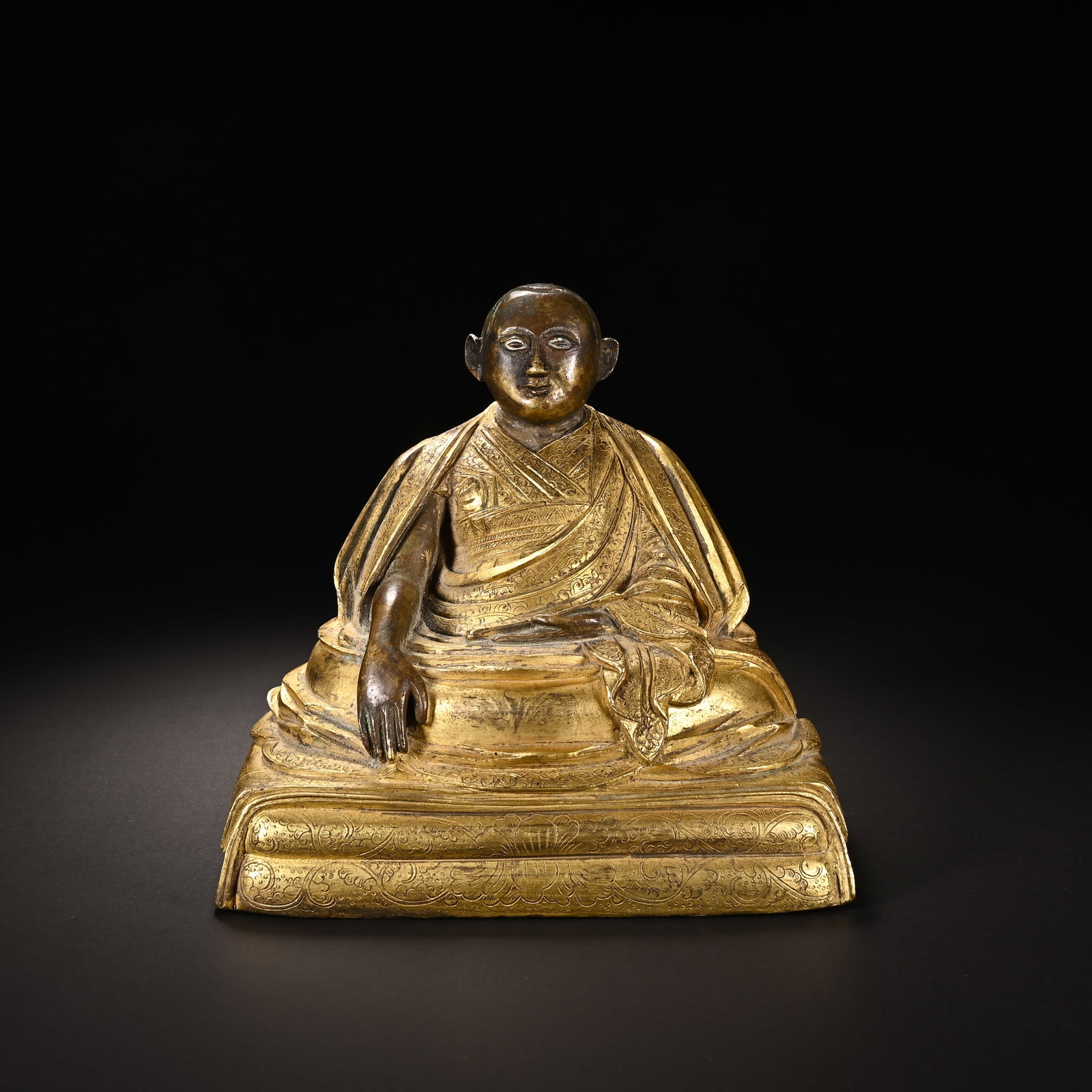 Gilt Bronze Guru Figure: Gilt Bronze Guru Figure (12 x 15cm)